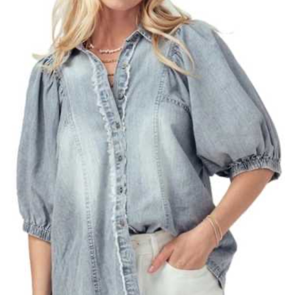 Casual Denim Button Down Shirt